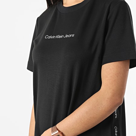 Calvin Klein - Robe Tee Shirt Femme A Bandes 9916 Noir