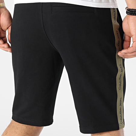 Calvin Klein - Nastro a contrasto 0617 Pantaloncini da jogging a righe verde kaki nero