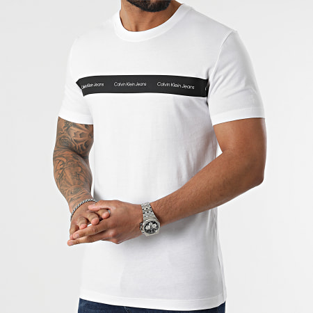 Calvin Klein Jeans - Tee Shirt Contrast Institutional Stripe 0624 Blanc