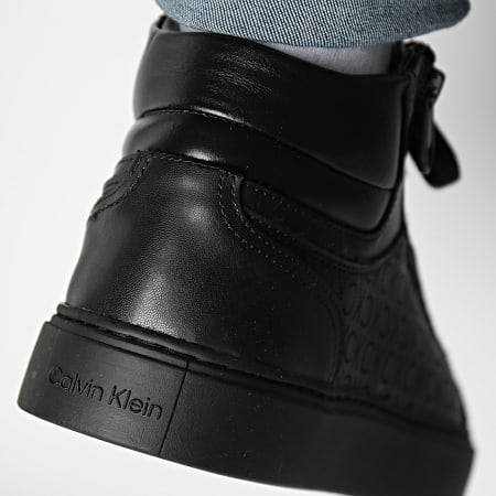Calvin Klein - High Top Lace Up 0283 Black Mono Trainers
