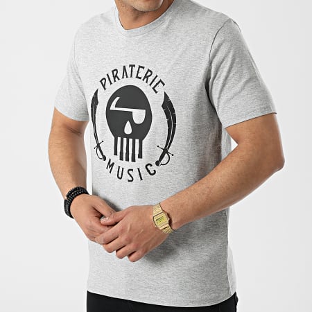 La Piraterie - Maglietta con logo grigio screziato