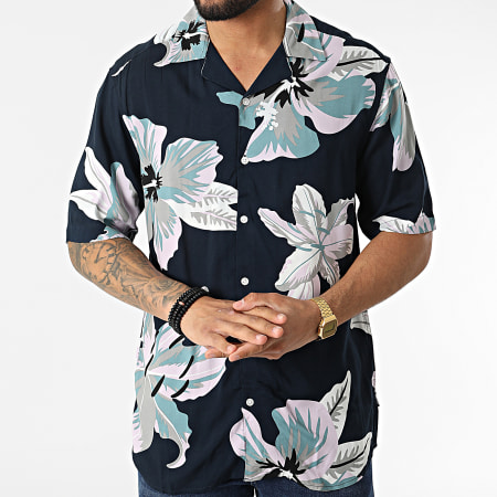 Only And Sons - Chemise A Manches Courtes Dan Life Bleu Marine Floral