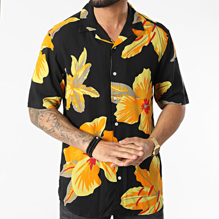 Only And Sons - Chemise A Manches Courtes Dan Life Noir Jaune Floral