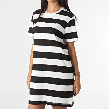 Only - June Stripe Mujer Camiseta Vestido Negro Blanco