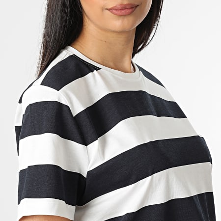 Only - Vestido Camiseta Mujer June Stripe Azul Marino Blanco