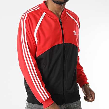 Adidas Originals - Veste Zippée A Bandes SST HC2076 Noir Rouge