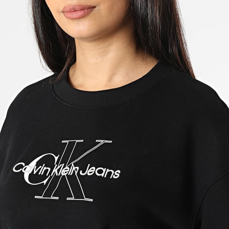 Calvin Klein - Sudadera corta de cuello redondo para mujer 8165 Black