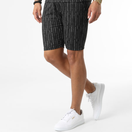 MTX - Set di maglietta con scollo a zip e pantaloncini da jogging neri C5749