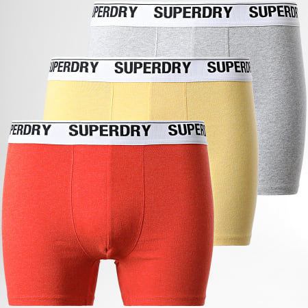 Superdry - Set di 3 boxer classici arancione giallo grigio