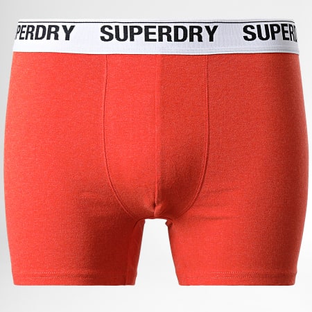 Superdry - Lot De 3 Boxers Classic Orange Jaune Gris Chiné