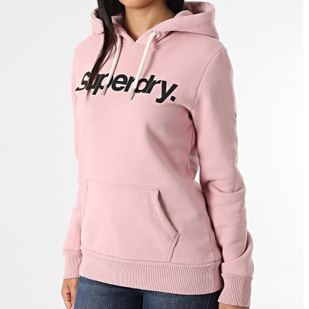 Superdry - Sudadera con capucha rosa clásica para mujer