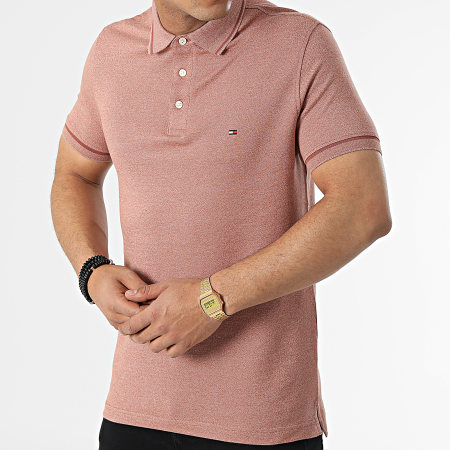 Tommy Hilfiger - Polo Manches Courtes Mouline Tipped 5680 Orange Chiné