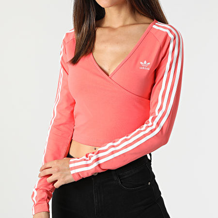 Adidas Originals - Camiseta corta de manga larga para mujer HC2050 Rosa