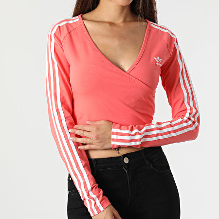 Adidas Originals - Camiseta corta de manga larga para mujer HC2050 Rosa