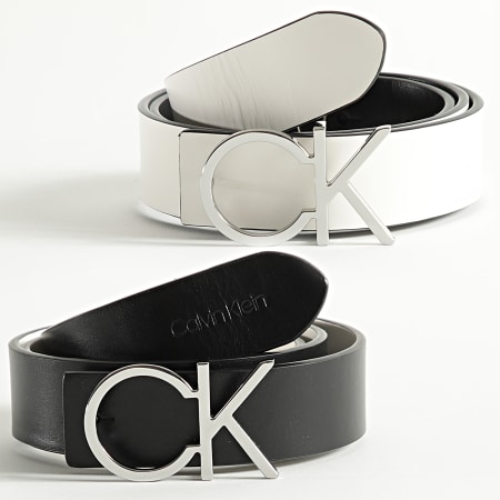 Calvin Klein - Re-Lock Cinturón Reversible Mujer 9564 Negro Blanco