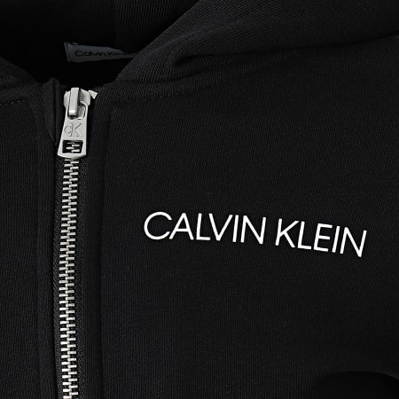 Calvin Klein - Felpa con cappuccio con zip nera 0292 Institutional per bambini