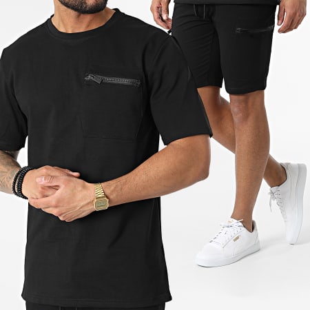 Zayne Paris  - Conjunto Camiseta Shorts Jogging TX-769 Negro