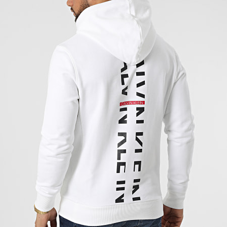 Calvin Klein - Felpa con cappuccio con logo sulla schiena 8449 Bianco