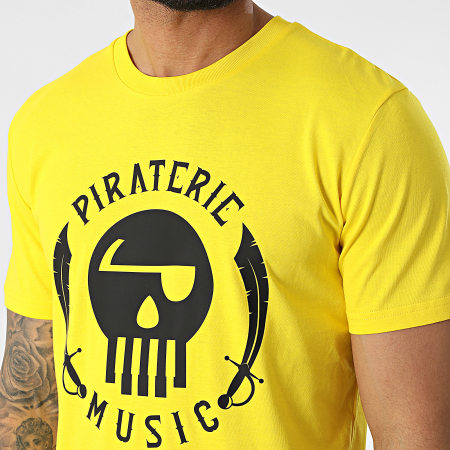 Piraterie Music - Tee Shirt Logo Jaune Noir