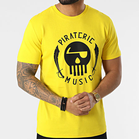 Piraterie Music - Tee Shirt Logo Jaune Noir
