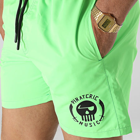 La Piraterie - Pantaloncini da bagno con logo verde fluo nero