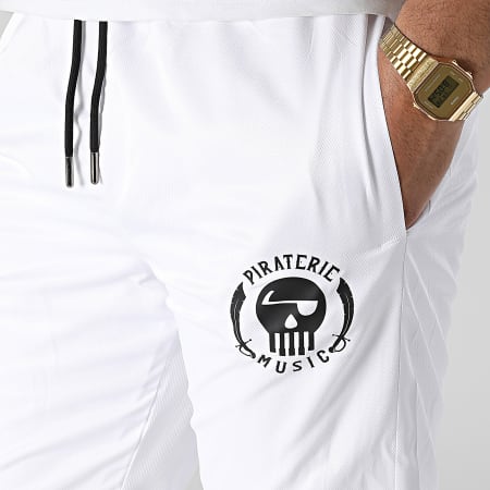 Piraterie Music - Pantalon Jogging Diamant Logo Blanc Noir