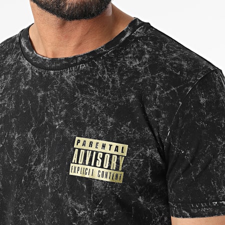Parental Advisory - Camiseta tie dye con logo en el pecho negro dorado