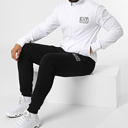 EA7 Emporio Armani - Set giacca con zip e pantaloni da jogging 3LPV51-PJCSZ Nero Bianco
