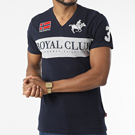 Geographical Norway Klipo Men - Polo da Uomo in Cotone con Girocollo - T- Shirt Classica da Uomo con vestibilità Traspirante e Maniche Corte (Blu_Elettrico L