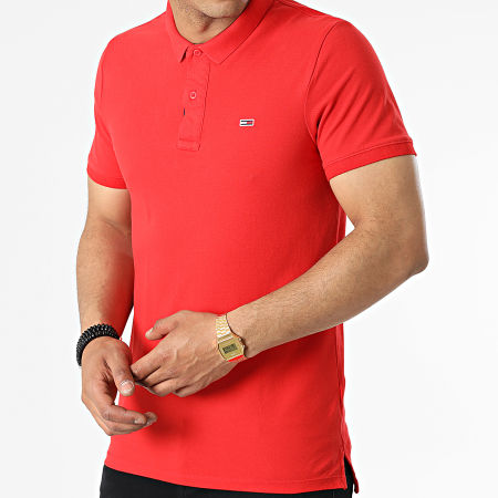 Tommy Jeans - Polo Manches Courtes Solid Stretch 2219 Rouge