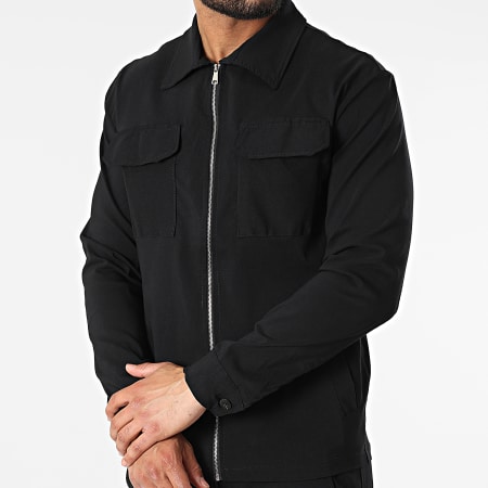 Uniplay - Conjunto de pantalones de jogging con chaqueta con cremallera UY836 Negro