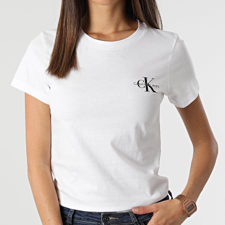 Calvin Klein Jeans - Lot De 2 Tee Shirts Slim Femme 9734 Blanc Rose
