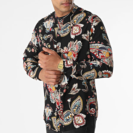 Uniplay - Camicia a maniche lunghe con colletto floreale Mao UY843 Nero