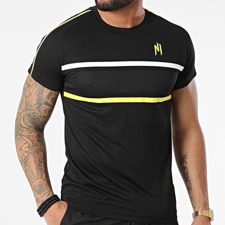 NI by Ninho - Conjunto de pantalones cortos de camiseta de jogging de diamante blanco amarillo negro