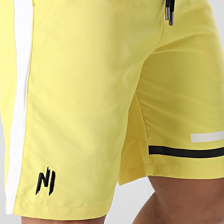 NI by Ninho - Short Jogging A Bandes Sharft Blanc Jaune