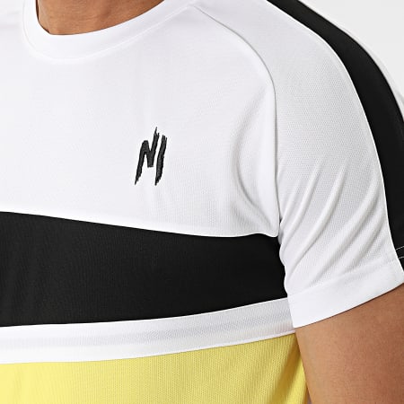 NI by Ninho - Maglietta Magnum bianca, nera e gialla a righe