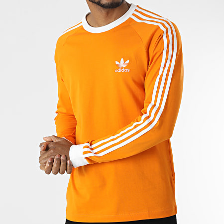 Adidas Originals - Camiseta Manga Larga Con 3 Rayas HE9531 Naranja