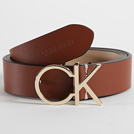 Calvin Klein - Cinturón de mujer Re-Lock Logo 9989 Marrón