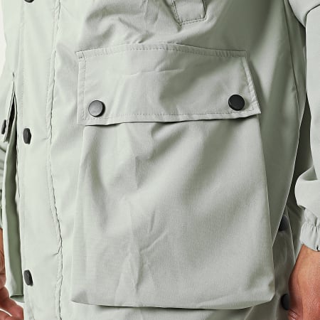 Ikao - LL559 Set giacca con zip e pantaloni da jogging verde chiaro con cappuccio