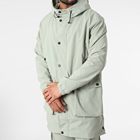 Ikao - LL559 Set giacca con zip e pantaloni da jogging verde chiaro con cappuccio