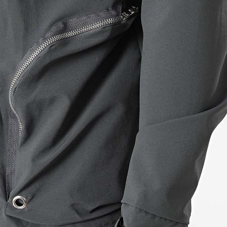 Ikao - LL602 Set giacca con zip e pantaloni da jogging con cappuccio grigio antracite
