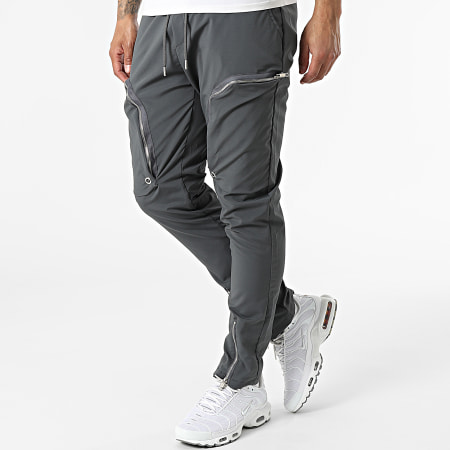 Ikao - LL602 Set giacca con zip e pantaloni da jogging con cappuccio grigio antracite
