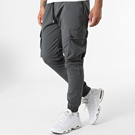 Ikao - LL559 Set giacca e pantaloni da jogging con cappuccio grigio antracite