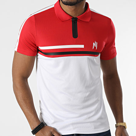 NI by Ninho - Polo Manches Courtes Sharft A Bandes Blanc Rouge