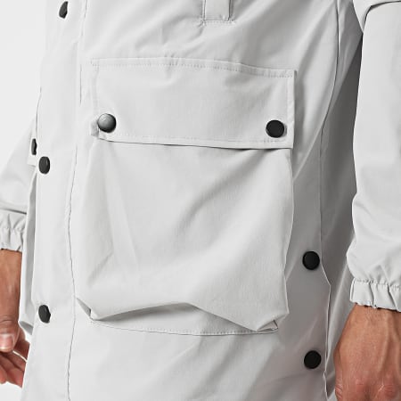 Ikao - LL559 Set giacca e pantaloni da jogging con cappuccio grigio chiaro