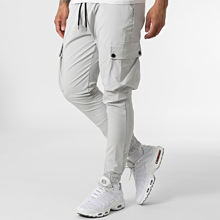 Ikao - LL559 Set giacca e pantaloni da jogging con cappuccio grigio chiaro