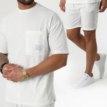 Classic Series - Conjunto de camiseta y shorts para correr con bolsillo en el pecho PP6001-6002 Beige claro