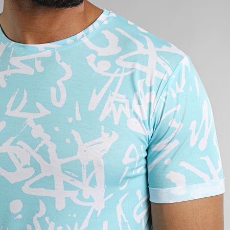 LBO - Camiseta Oversize Estampada Con Solapa 2474 Graffiti Azul Pastel