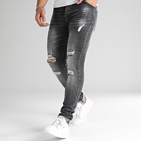 LBO - Jeans skinny con strappi 0046 Denim Nero