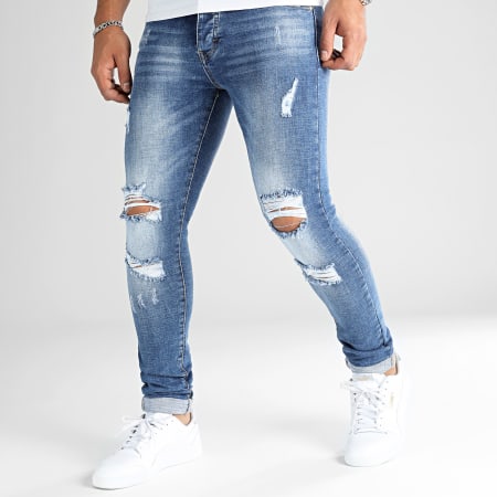 LBO - Jeans skinny con strappi 0047 Denim Blu Medio